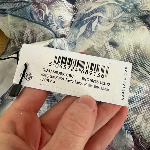 Nasty Gal X Nick Fierro Tattoo Ruffle Maxi Dress - Picture 2 of 8